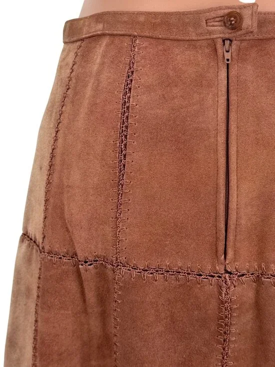 Free People Suede Patchwork High Waist Mini Skirt | Western Boho Coastal 70s 10 - Picture 10 of 16